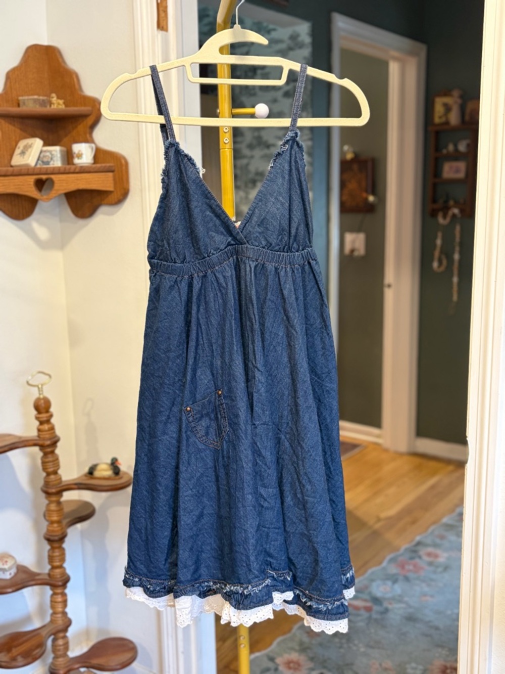 Denim Blue Lace-Trim Corset Back Dress Dollhouse by Dollskill